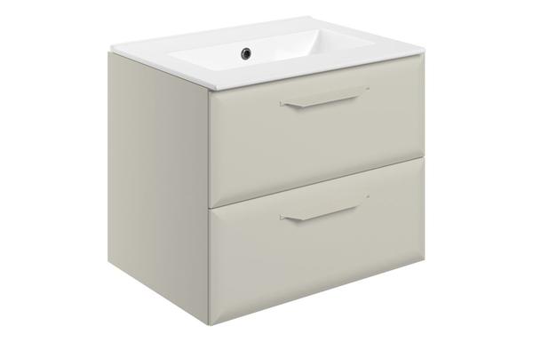 Stafford 615mm Wall Hung 2 Drawer Basin Unit w/0TH Basin - Matt Latte